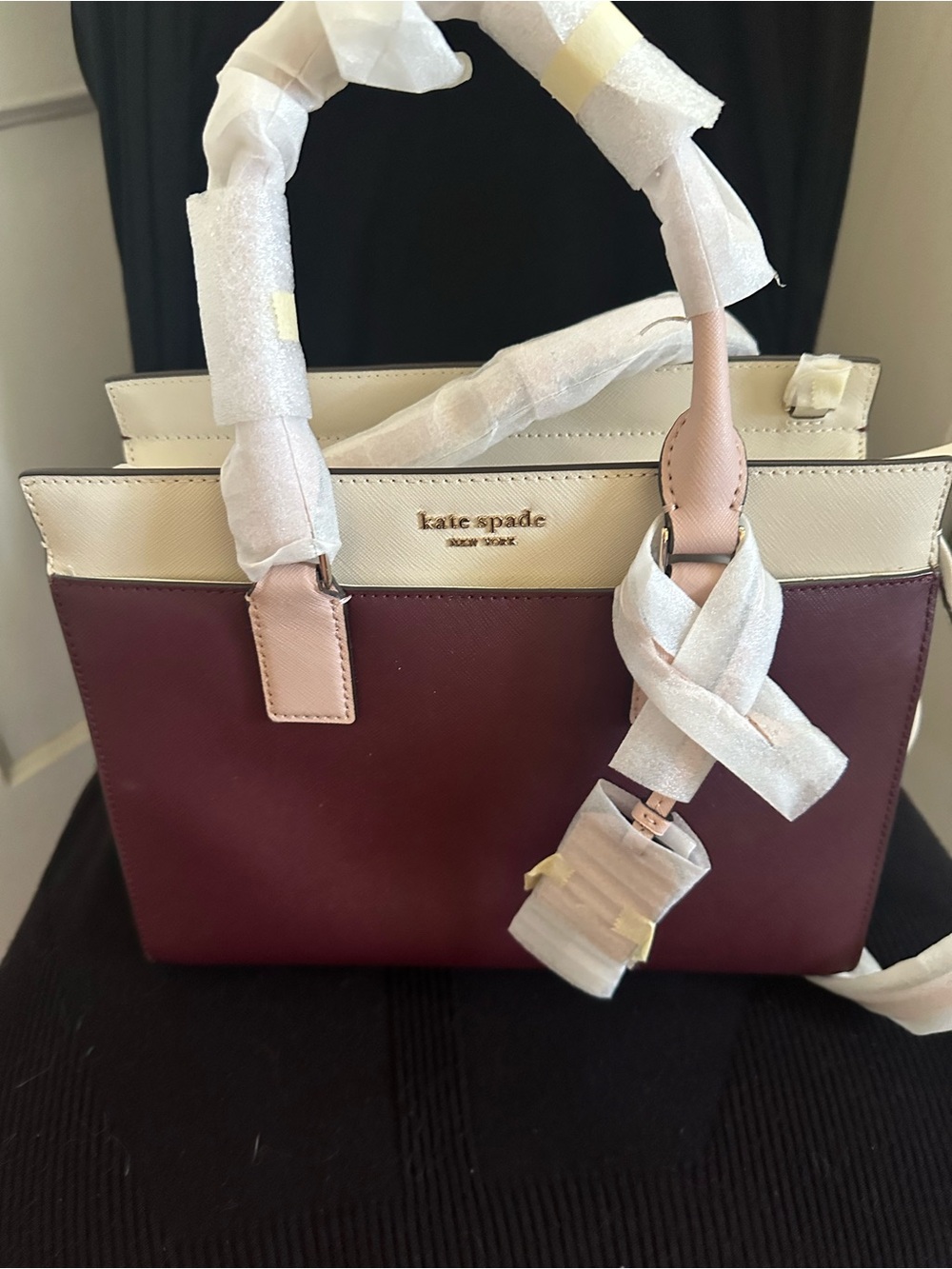 kate spade Burgundy, Cream and Pink Satchel